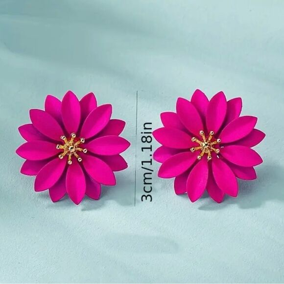 🌸 Betsey Johnson pretty in pink flower earrings 🌸 - Picture 3 of 9
